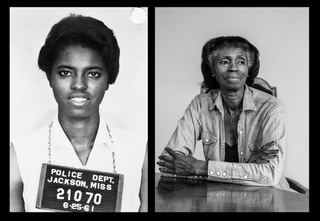 Gloria Bouknight, at 20 years old, and at 74 in 2015. While living in New York, she discovered the Congress of Racial Equality, or CORE, on a visit to Harlem, and became an active member.